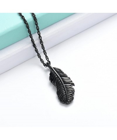 Feather Wing Urn Necklace for Ashes Cremation Jewelry for Women Men Memorial Ashes Keepsake Pendant 1-Black $13.70 Others