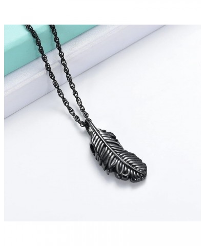 Feather Wing Urn Necklace for Ashes Cremation Jewelry for Women Men Memorial Ashes Keepsake Pendant 1-Black $13.70 Others