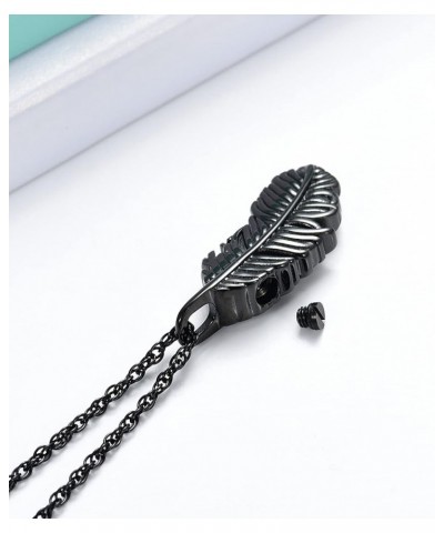 Feather Wing Urn Necklace for Ashes Cremation Jewelry for Women Men Memorial Ashes Keepsake Pendant 1-Black $13.70 Others