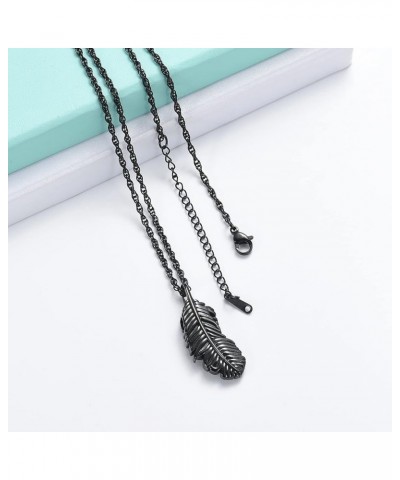 Feather Wing Urn Necklace for Ashes Cremation Jewelry for Women Men Memorial Ashes Keepsake Pendant 1-Black $13.70 Others