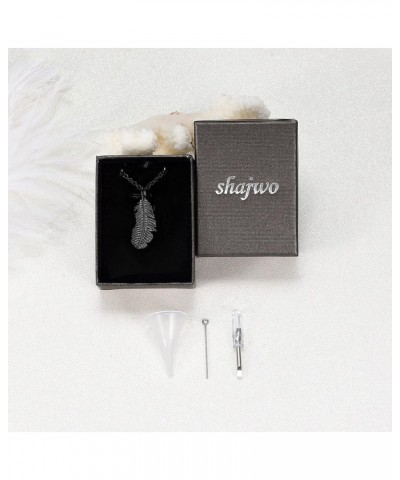 Feather Wing Urn Necklace for Ashes Cremation Jewelry for Women Men Memorial Ashes Keepsake Pendant 1-Black $13.70 Others