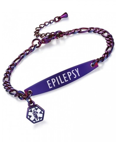 Fashion small Figaro medical alert bracelet for women adjustable 6.5-8 inch Purple epilepsy $14.56 Bracelets