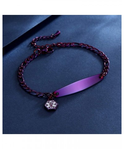 Fashion small Figaro medical alert bracelet for women adjustable 6.5-8 inch Purple epilepsy $14.56 Bracelets