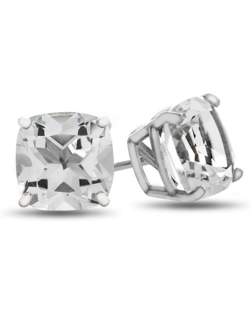 Solid 10k White Gold or 7x7mm Cushion-Cut Stone Post-With-Friction-Back Stud Earrings Moissanite White Gold $36.75 Earrings