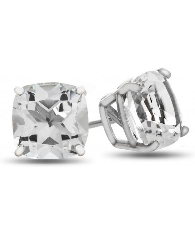 Solid 10k White Gold or 7x7mm Cushion-Cut Stone Post-With-Friction-Back Stud Earrings Moissanite White Gold $36.75 Earrings