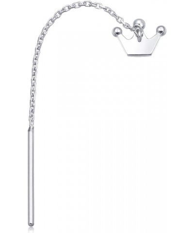 950 Platinum Single Dangle Earring 89179E (Sold Single Not Pair) Crown $38.40 Earrings