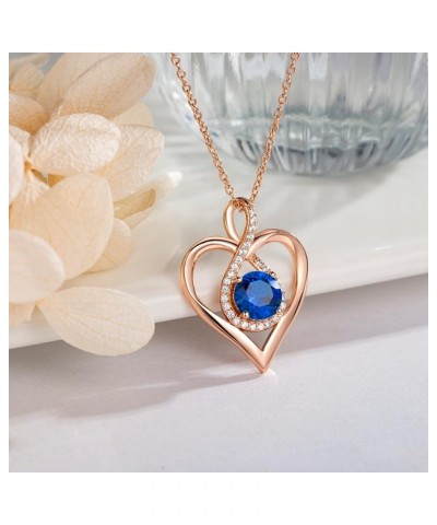 18K Gold Over Sterling Silver Heart Necklaces Birthstone Necklace for Women Infinity Jewelry for Women Birthday Valentine's D...