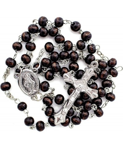 Catholic 6mm Beads Rosary with Vinyl Rosary Case Wood $11.15 Necklaces