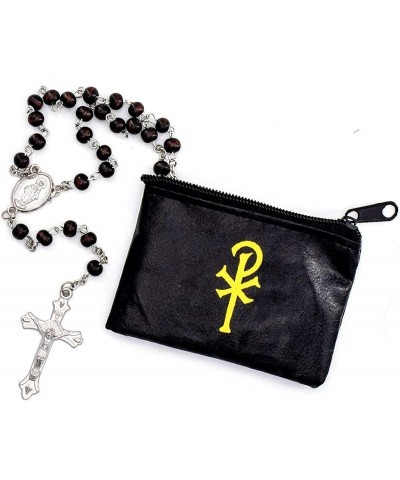 Catholic 6mm Beads Rosary with Vinyl Rosary Case Wood $11.15 Necklaces