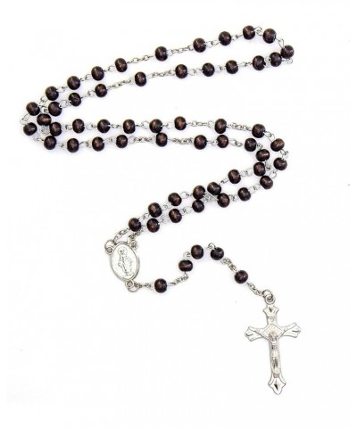 Catholic 6mm Beads Rosary with Vinyl Rosary Case Wood $11.15 Necklaces