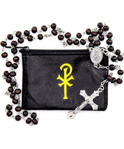 Catholic 6mm Beads Rosary with Vinyl Rosary Case Wood $11.15 Necklaces