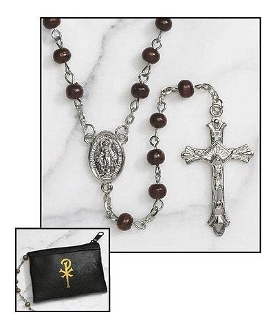 Catholic 6mm Beads Rosary with Vinyl Rosary Case Wood $11.15 Necklaces