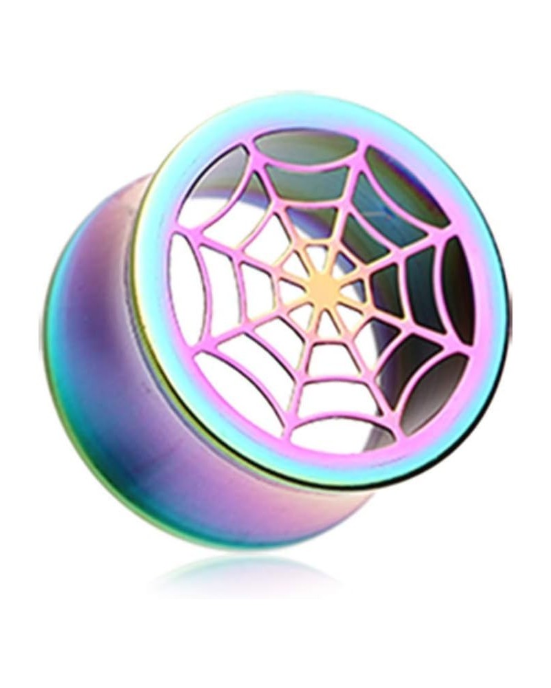 Colorline Spider Web Steel Double Flared Ear Gauge Hollow WildKlass Plug 1" (25mm) $9.87 Body Jewelry