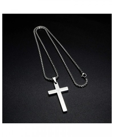 22+2 Inch Cross Necklace Bible Verse Stainless Steel Large Pendant Necklace for Boys Men Women Small-Silver $9.00 Necklaces