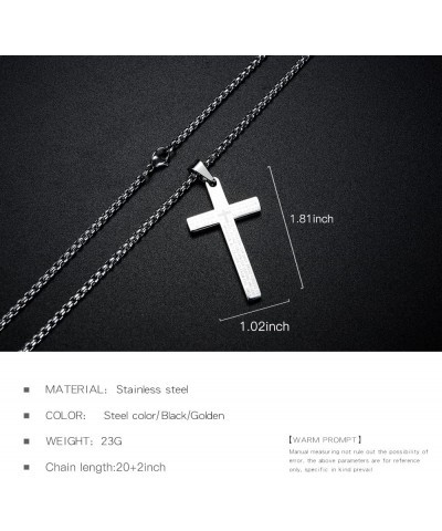 22+2 Inch Cross Necklace Bible Verse Stainless Steel Large Pendant Necklace for Boys Men Women Small-Silver $9.00 Necklaces