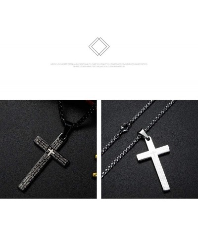 22+2 Inch Cross Necklace Bible Verse Stainless Steel Large Pendant Necklace for Boys Men Women Small-Silver $9.00 Necklaces