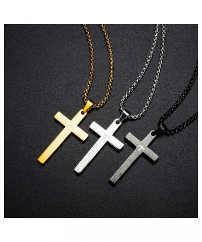 22+2 Inch Cross Necklace Bible Verse Stainless Steel Large Pendant Necklace for Boys Men Women Small-Silver $9.00 Necklaces