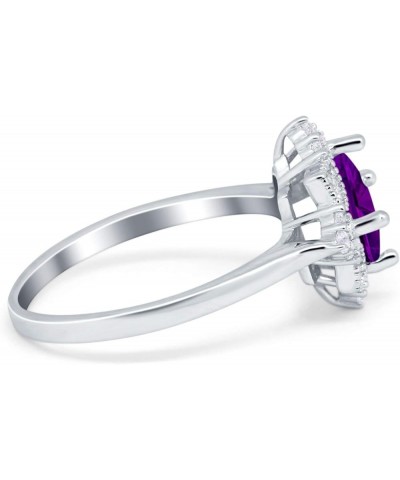 Art Deco Vintage Princess Cut Wedding Engagement Ring Round Simulated Cubic Zirconia 925 Sterling Silver Simulated Amethyst C...