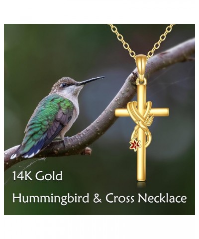 14k Real Gold Cross Jewelry Gifts for Mother Daughter Grandma Sister Cross Pendant Necklace for Women Girls Hummingbird $106....