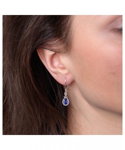 Birthstone Dangle Earrings for Women 925 Sterling Silver Rose Flower Drop Leverback Earrings Jewelry 12-tanzanite-Dec $30.00 ...