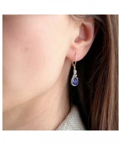 Birthstone Dangle Earrings for Women 925 Sterling Silver Rose Flower Drop Leverback Earrings Jewelry 12-tanzanite-Dec $30.00 ...