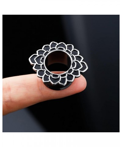 2PCS 2g to 13/16 Inch Ear Plug Gauges Black Plugs Tunnel Double Flare Lotus Gauges Earrings 2g Gauges 0g 00g 7/16 inch 1/2 9/...