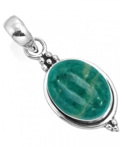 925 Sterling Silver Handmade Pendant for Women 10x14 Oval Gemstone Costume Silver Jewelry for Gift (99553_P) Amazonite $20.43...