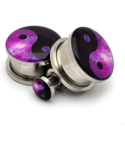 Screw on Plugs - Galaxy Yin Yang Picture Plugs - Sold As a Pair 1/2" (12mm) $8.85 Body Jewelry