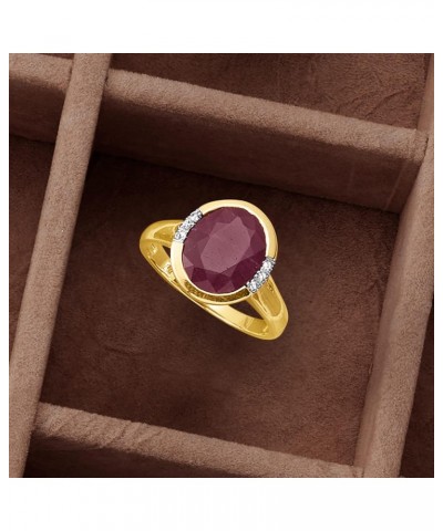 5.00 Carat Ruby Ring With Diamond Accents in 14kt Yellow Gold $378.53 Rings