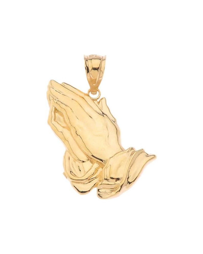 Certified 10k Gold Religious Praying Hands Pendant Charm Necklace Yellow Gold 10K $64.50 Necklaces