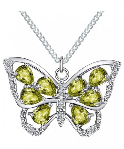 S925 Sterling Silver Butterfly Birthstone Pendant Necklace for Women with Premium Cubic Zirconia Jewelry for Mother's Day Val...