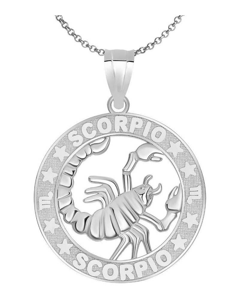 Sterling Silver Zodiac Sun Sign Symbol Unisex Men Women Jewlery Pendant With Chain 22.0 Inches Scorpio $20.57 Necklaces