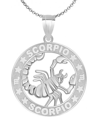 Sterling Silver Zodiac Sun Sign Symbol Unisex Men Women Jewlery Pendant With Chain 22.0 Inches Scorpio $20.57 Necklaces