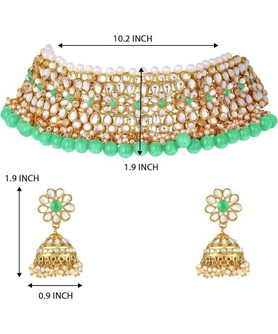 Wedding Party Wear Kundan Faux Pearl Choker Necklace Earring Traditional Jewelry Set For Women Mint $16.77 Jewelry Sets