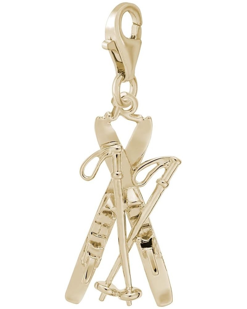 Skis Charm with Lobster Claw Clasp, Charms for Bracelets and Necklaces Yellow Gold $31.24 Bracelets