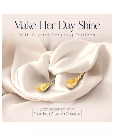 Crystal line Azuria Dange Women Teardrop Earrings with Box 18K Gold Plated Zirconia Crystals Teardrops Jewelry for Women Yell...