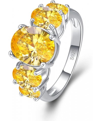 925 Sterling Silver Natural Novelty Filled Sapphire Quartz Topaz Engagement Wedding Ring US7 A_Yellow $4.79 Others