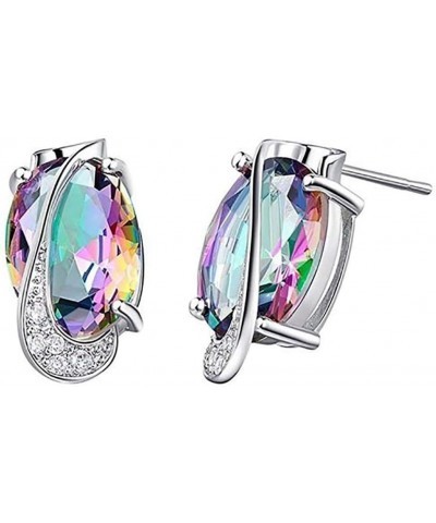 Jewelry Sets for Women, Fashion Rainbow Faux Topaz Pendant Necklace Earrings Ring Jewelry Set - Multicolor US 6 $6.37 Jewelry...