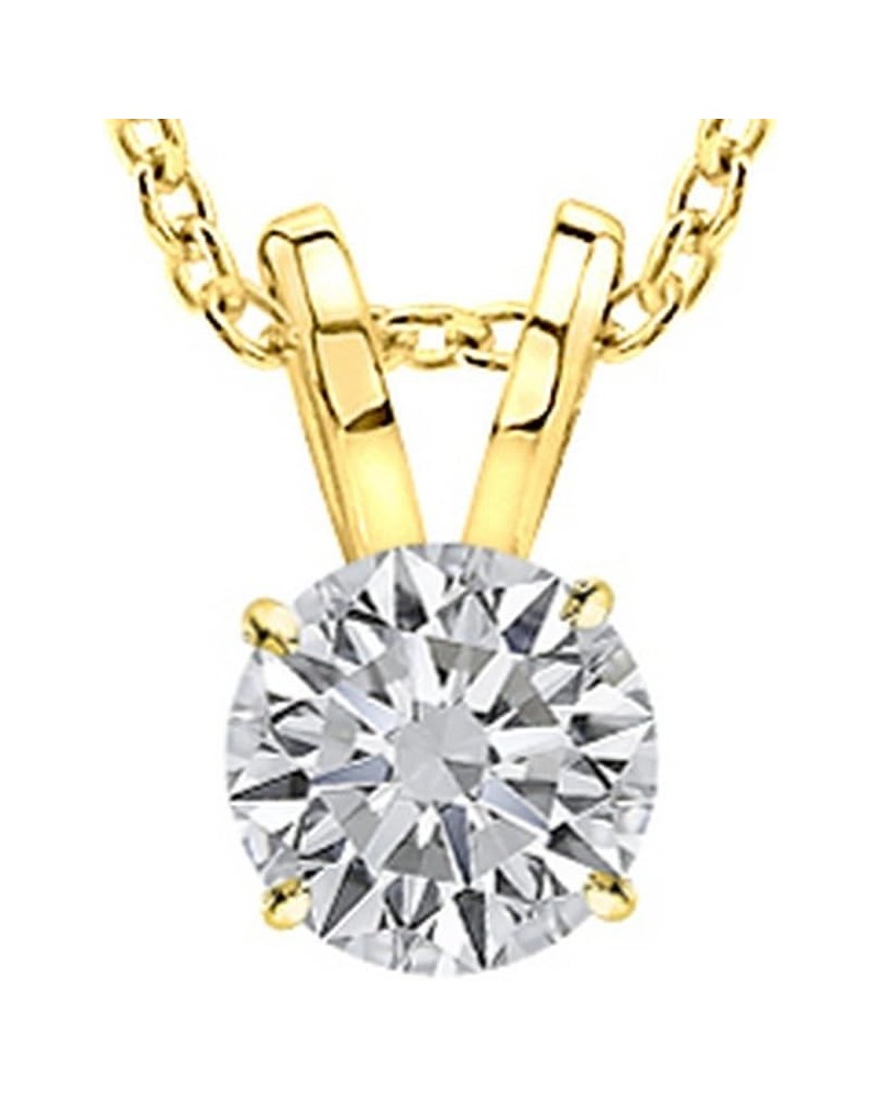 3/8-5 Carat IGI Certified LAB-GROWN Round Cut 4 Prong Diamond Pendant Necklace + 16" 14K Gold Chain Value Collection (I-J Col...