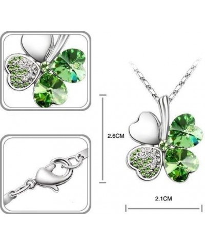 Fashion Austrian Crystal Lucky Four Leaf Clover Necklace, Bracelet, or Earrings Necklace, Earrings & Bracelet (Emeraid Green)...