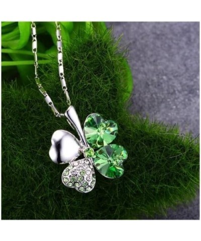 Fashion Austrian Crystal Lucky Four Leaf Clover Necklace, Bracelet, or Earrings Necklace, Earrings & Bracelet (Emeraid Green)...