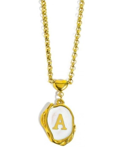 18K Gold Plated O-Chain Initial Women'S Necklaces Letter From A-Z Pendant Gold Initial Necklace Jewlery Gift For Girls Gold-A...