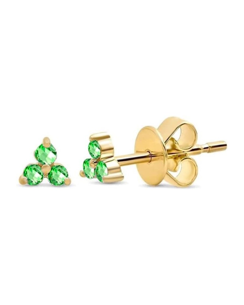 Silver 3 Leaf Clover Flower Earrings Cz Turquoise 18k Gold Plated Triangle Triple Three Stone Stud Earrings Green Cz $10.61 E...