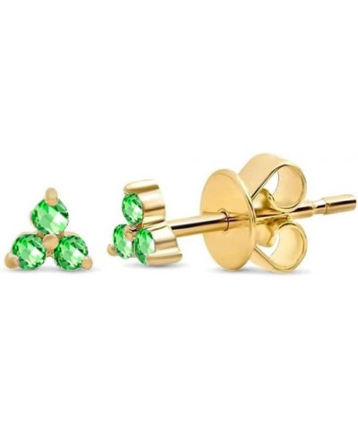 Silver 3 Leaf Clover Flower Earrings Cz Turquoise 18k Gold Plated Triangle Triple Three Stone Stud Earrings Green Cz $10.61 E...