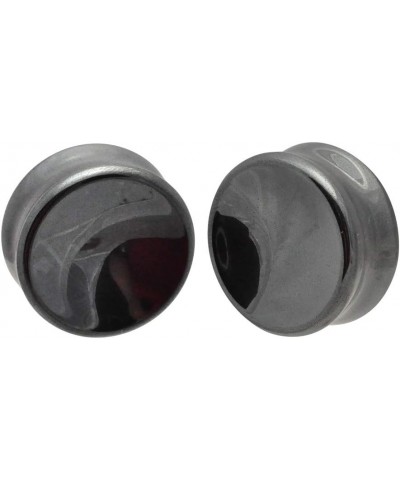 Pair of Hematite Stone Concave Double Flare Plugs (STN-643) 9/16" (14mm) $9.51 Body Jewelry