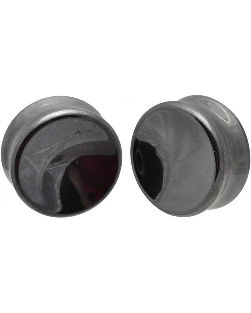 Pair of Hematite Stone Concave Double Flare Plugs (STN-643) 9/16" (14mm) $9.51 Body Jewelry