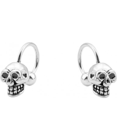 16G Skull Bead Cartilage Huggie Hoop Earrings for Women Girls Stainless Steel Vintage Small Skeleton 4mm Ball Back Stud Earri...