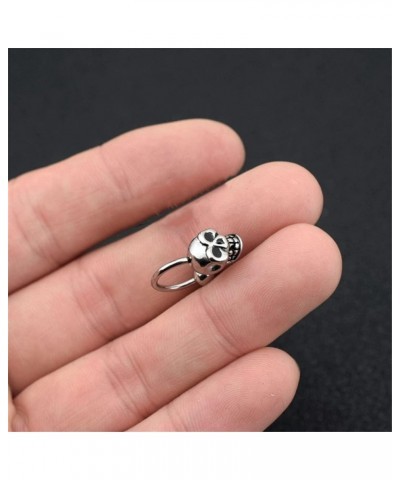 16G Skull Bead Cartilage Huggie Hoop Earrings for Women Girls Stainless Steel Vintage Small Skeleton 4mm Ball Back Stud Earri...