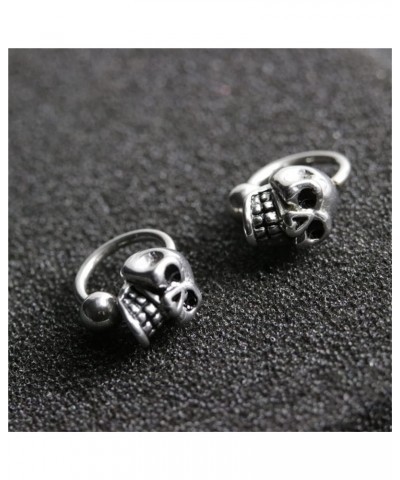 16G Skull Bead Cartilage Huggie Hoop Earrings for Women Girls Stainless Steel Vintage Small Skeleton 4mm Ball Back Stud Earri...