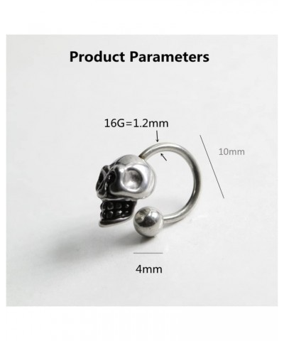 16G Skull Bead Cartilage Huggie Hoop Earrings for Women Girls Stainless Steel Vintage Small Skeleton 4mm Ball Back Stud Earri...